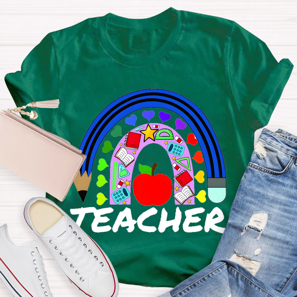 Love Everyone Heart Apple Teacher T-Shirt