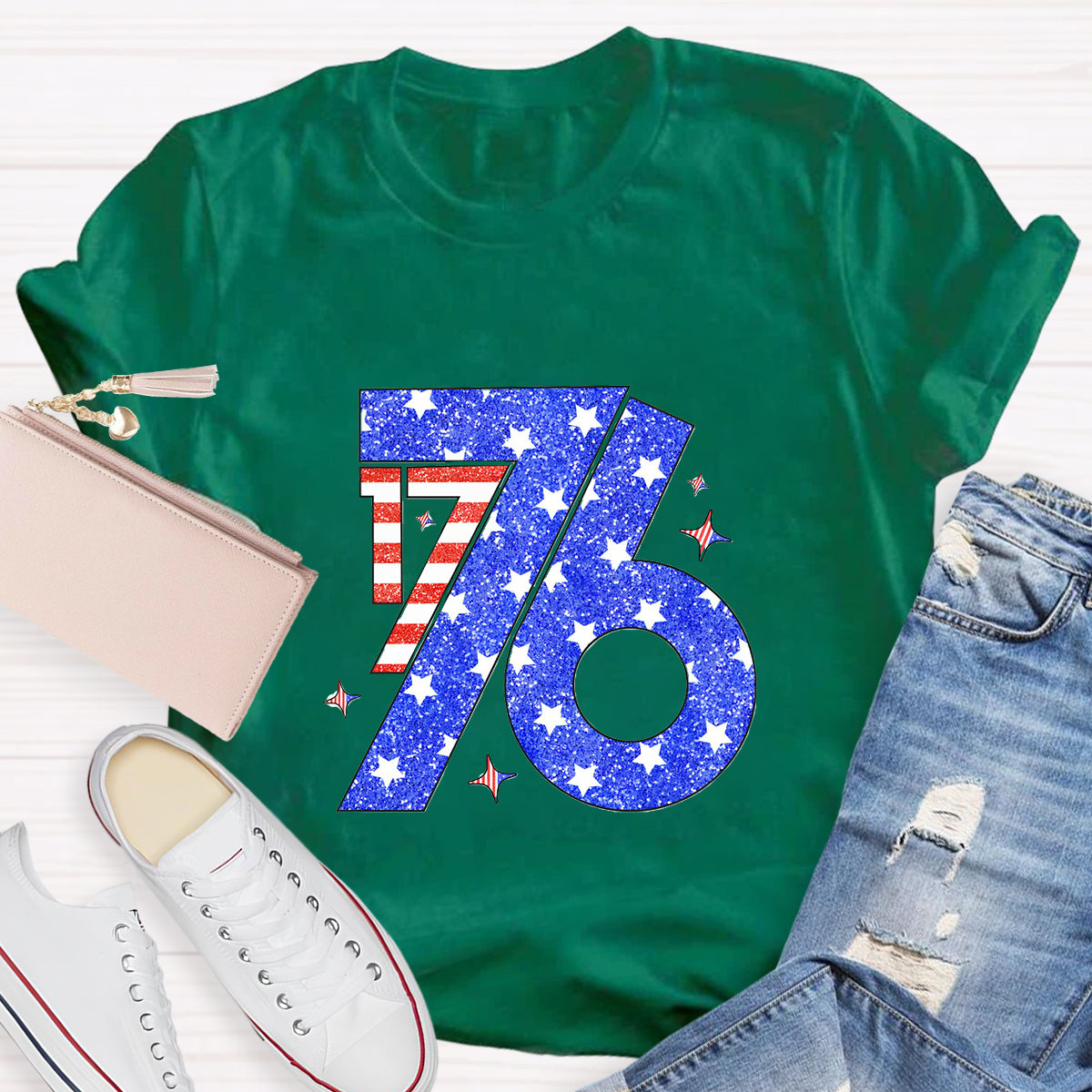 Blue Red White 1776 Teacher T-Shirt