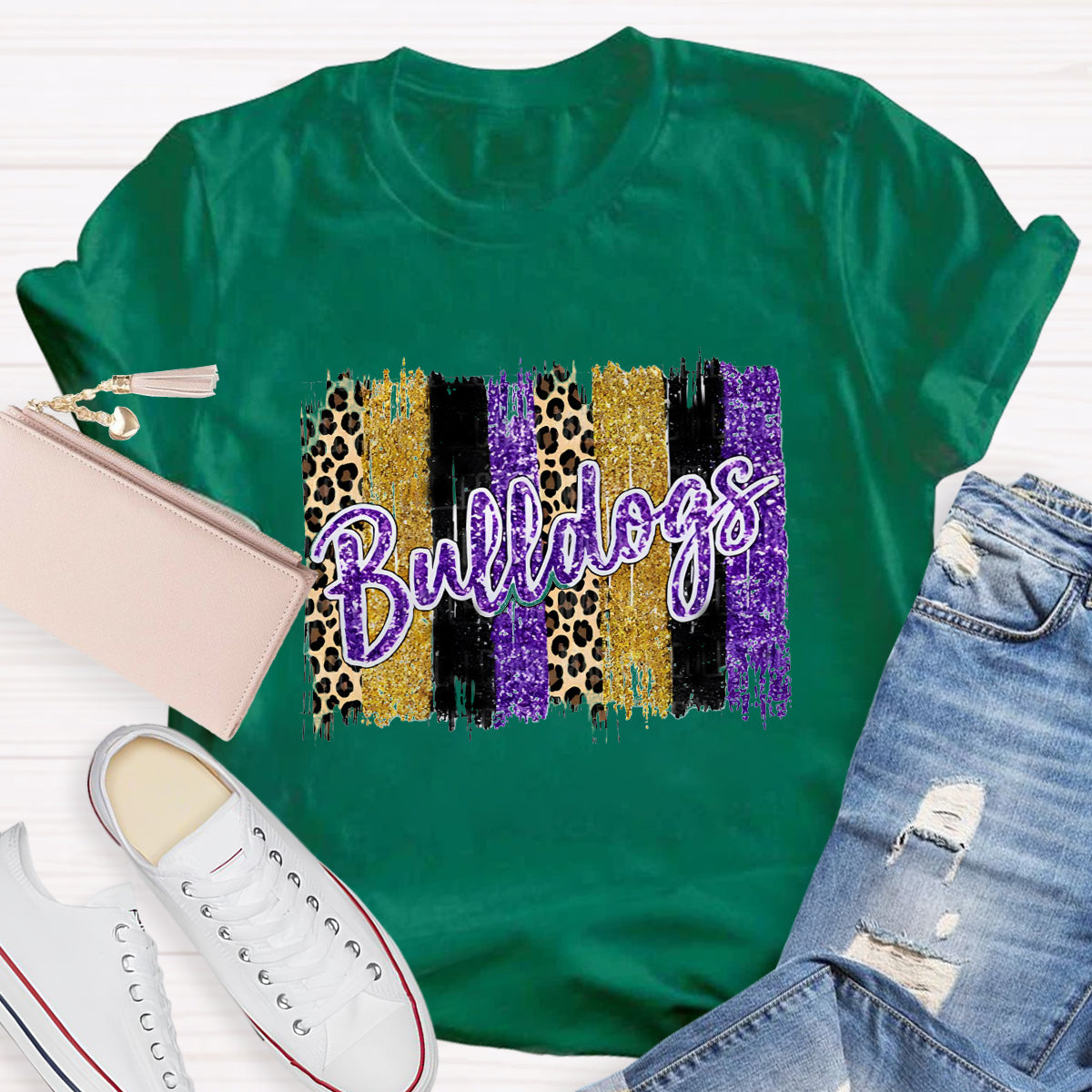 Personalized Mascot Leopard Print Teacher T-Shirt