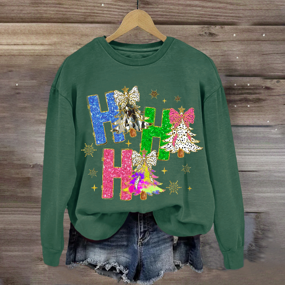 Bright Color Christmas Coquette Bow Ho ho ho Sweatshirt