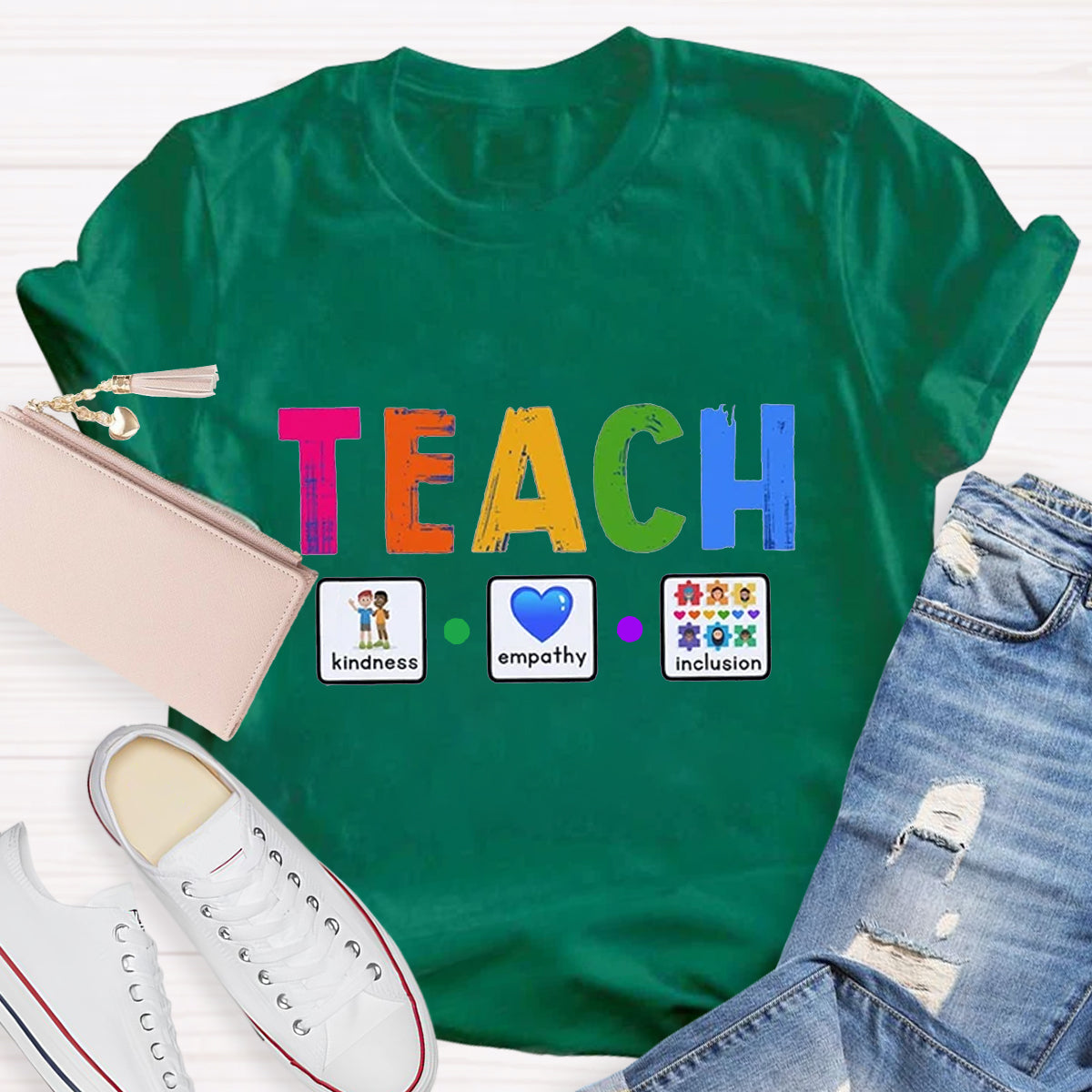 Teach Kindness Empathy Inclusion Teacher T-Shirt