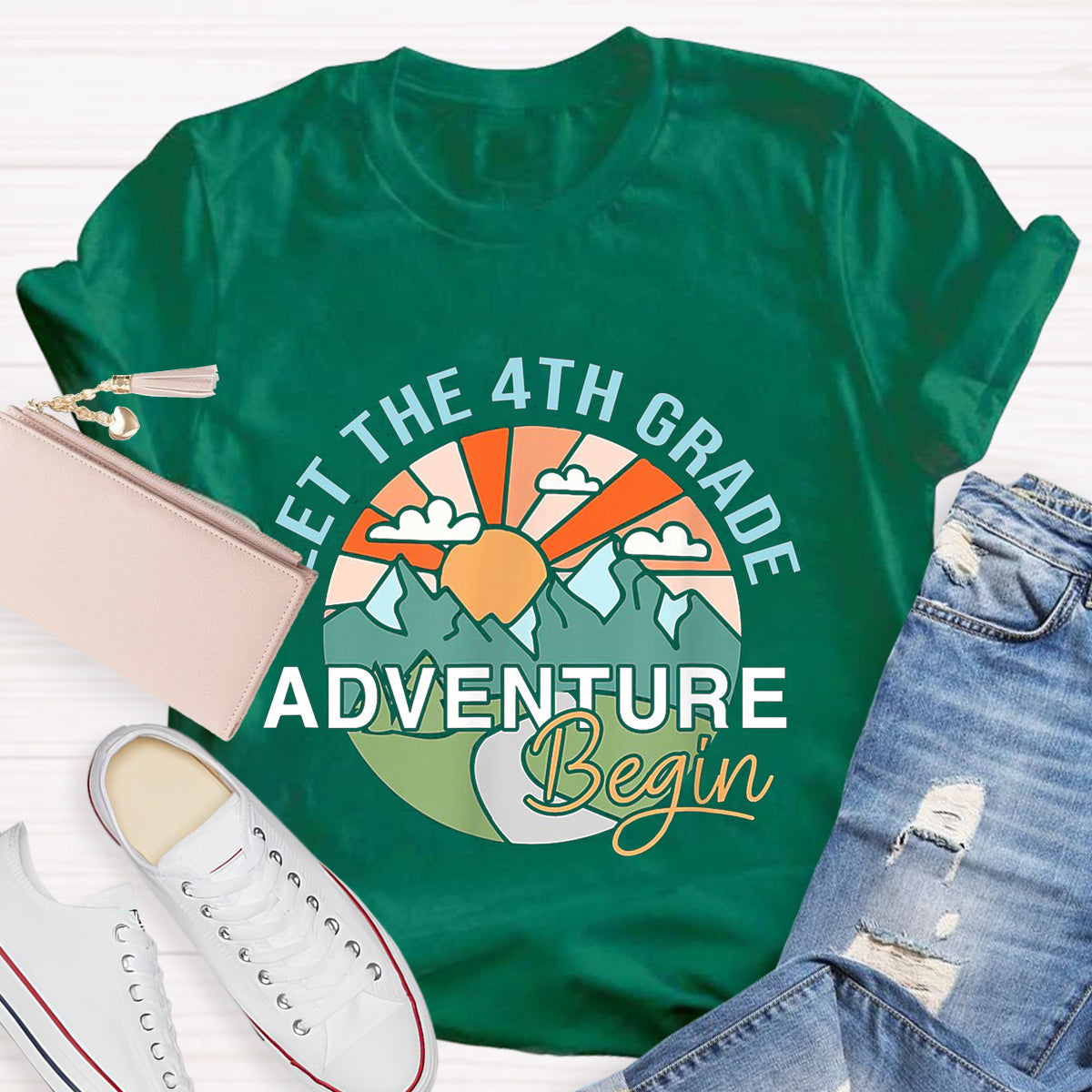 Personalized Grade Let The 4th Grade Adventure Begin Teacher T-Shirt