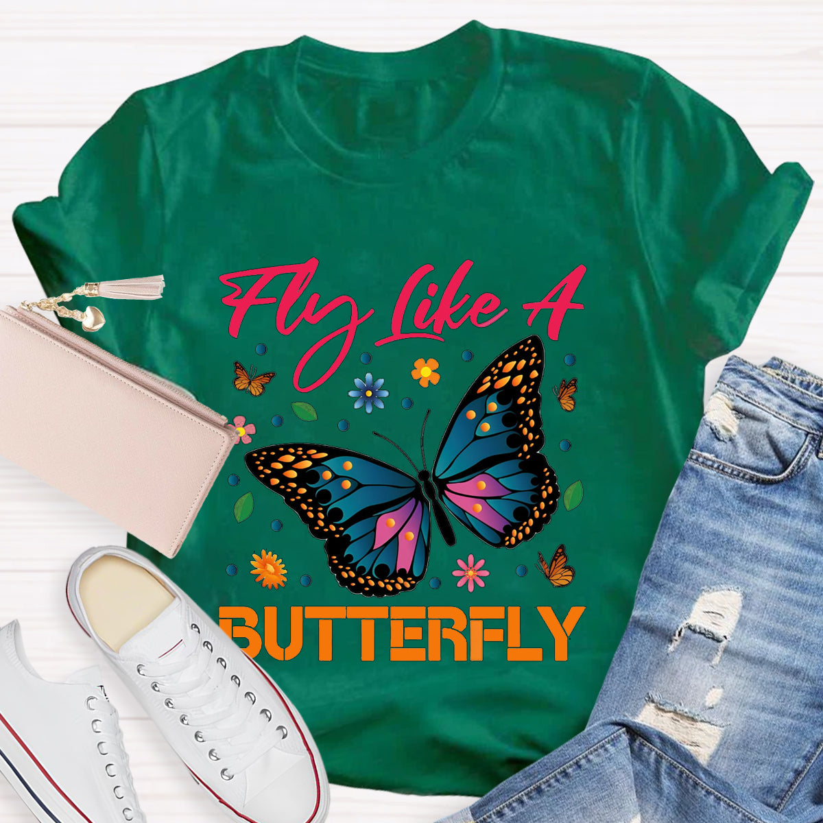 Fly Like A Beautiful Butterfly Teacher T-Shirt