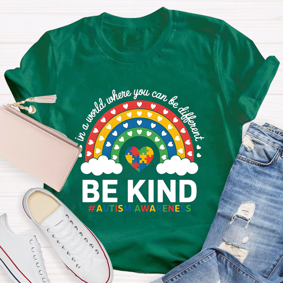 Colorful Heart In A World Where You Can Be Anything Be Kind T-Shirt