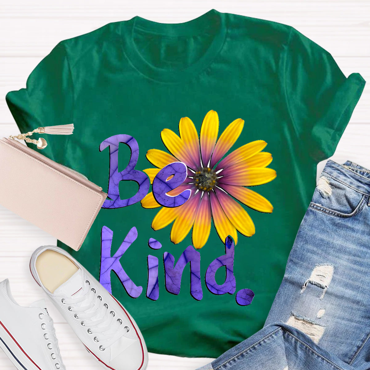 Brighter Sunflower Be Kind Teacher T-Shirt