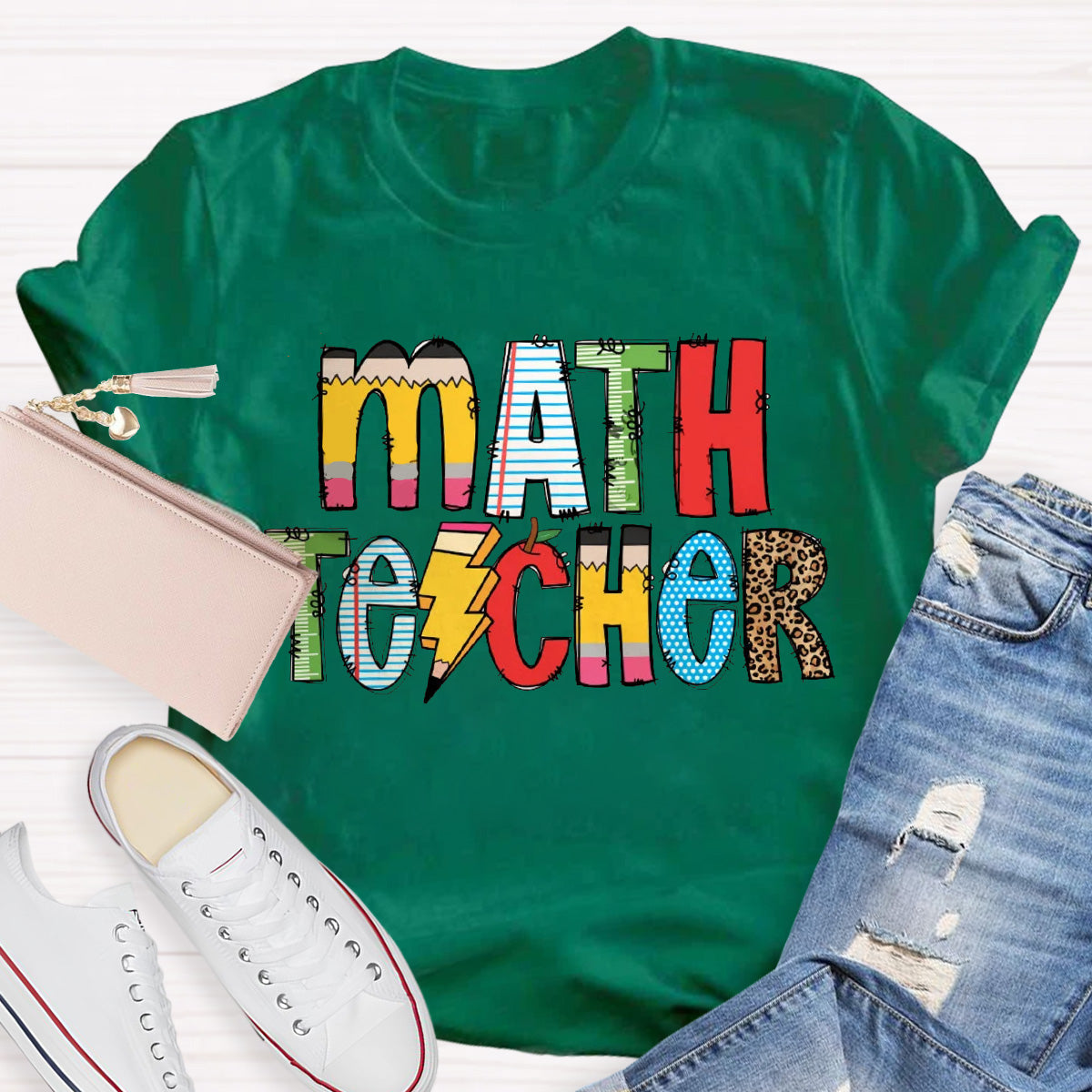 Personalized Subject Pencil Leopard T-Shirt