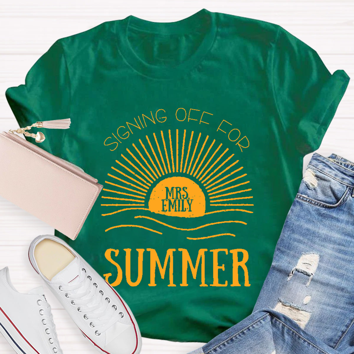 Personalized Name Signing Off For Teacher T-Shirt