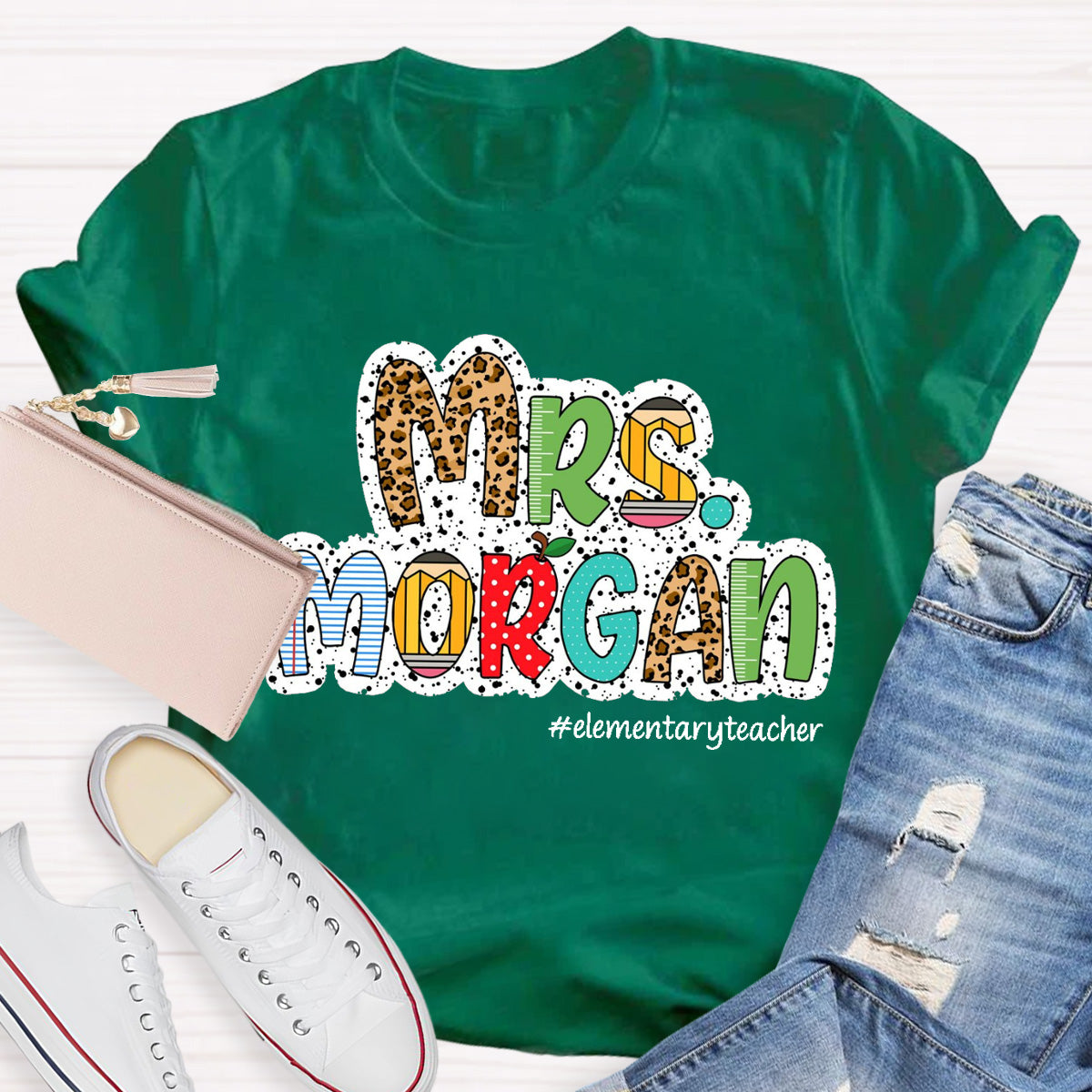 Personalized Name Elementary Teacher T-Shirt