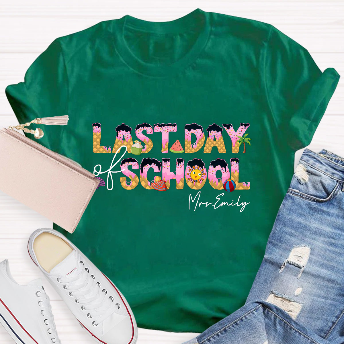Personalized Name Last Day Of School Teacher T-Shirt