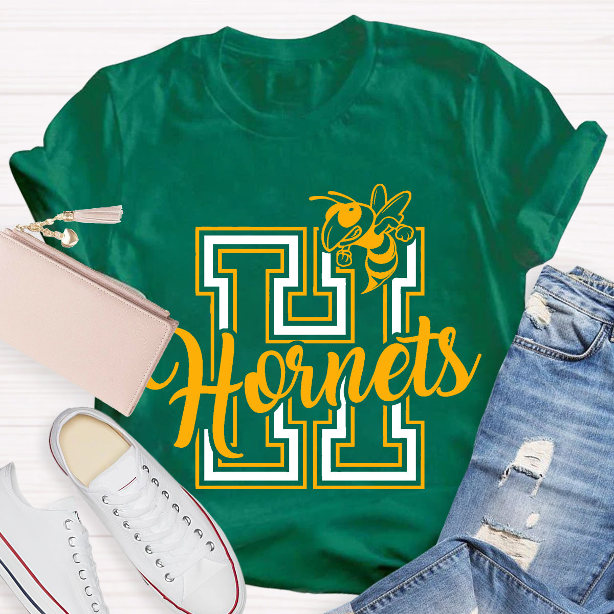 Personalized School Mascot Hornets Teacher T-Shirt