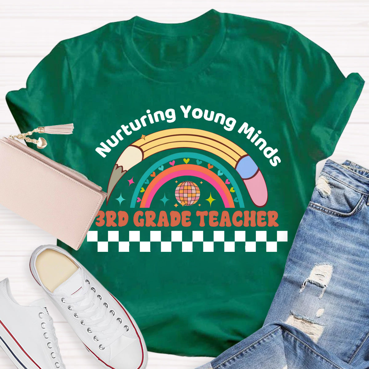 Personalized Grade Nurturing Young Minds Teacher T-Shirt