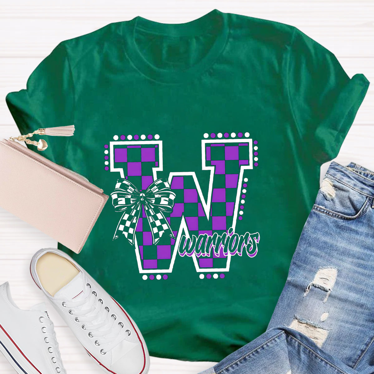 Personalized Mascot Bow Teacher T-Shirt