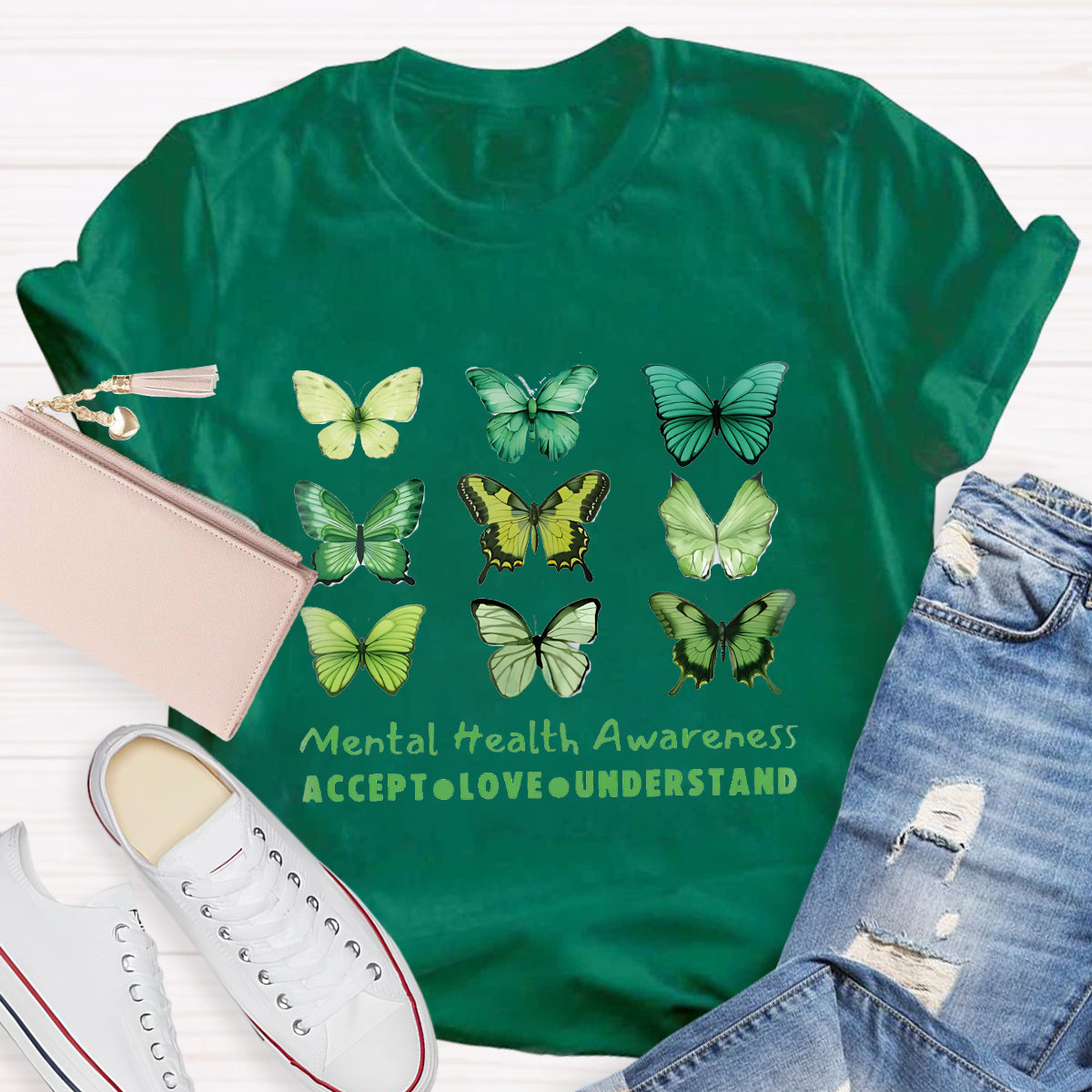Accept Love Understand Butterfly Mental Health Awareness T-Shirt