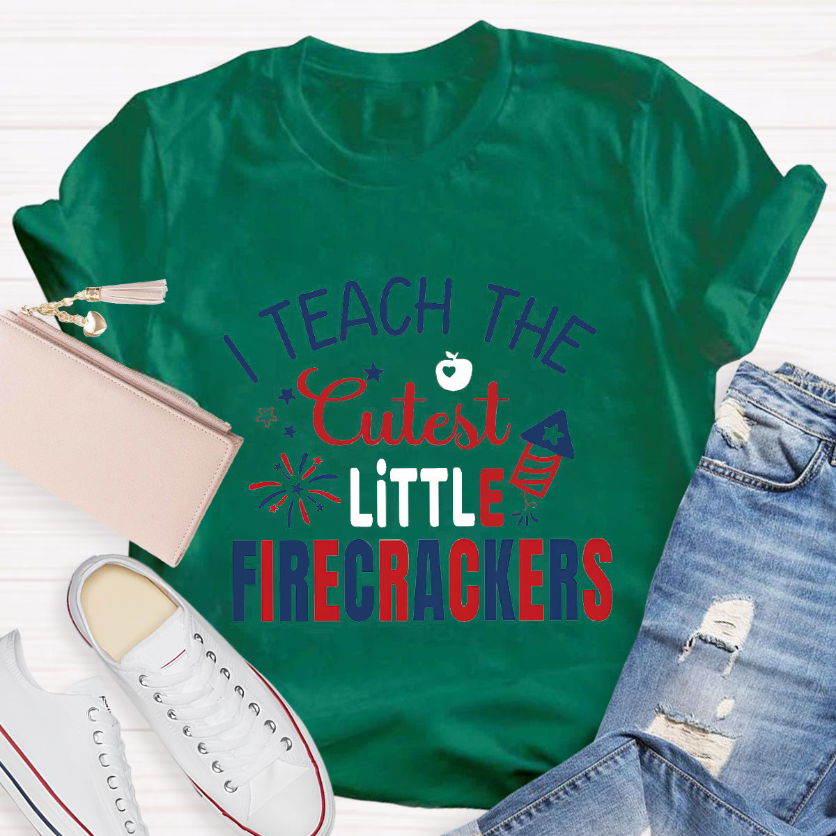 I Teach The Cutest Little Firecrackers Teacher T-Shirt