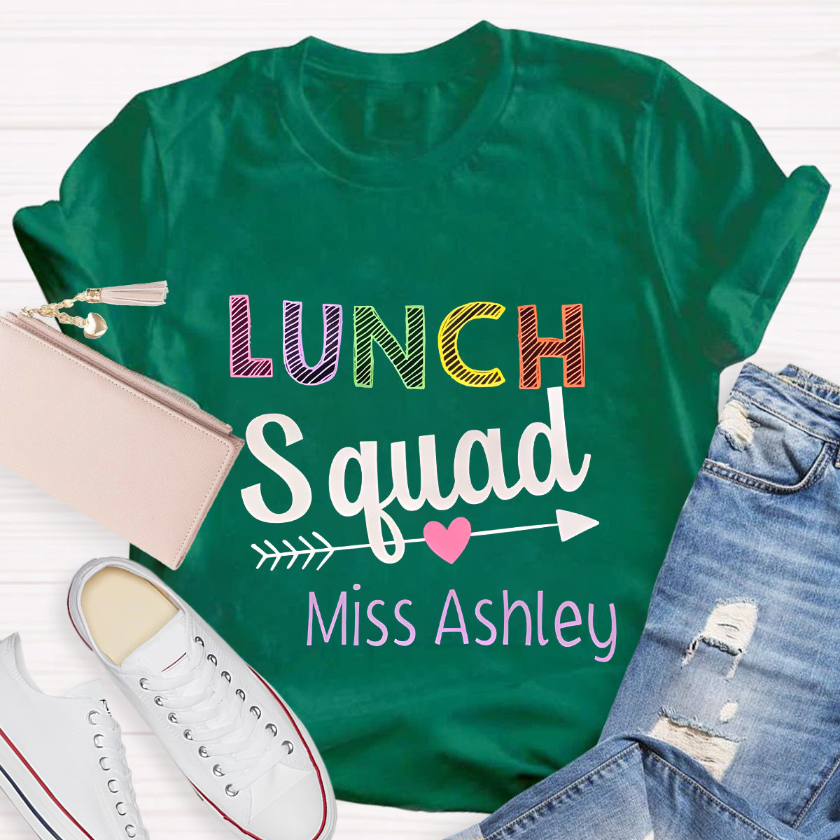 Personalized Name Lunch Squad Teacher T-Shirt