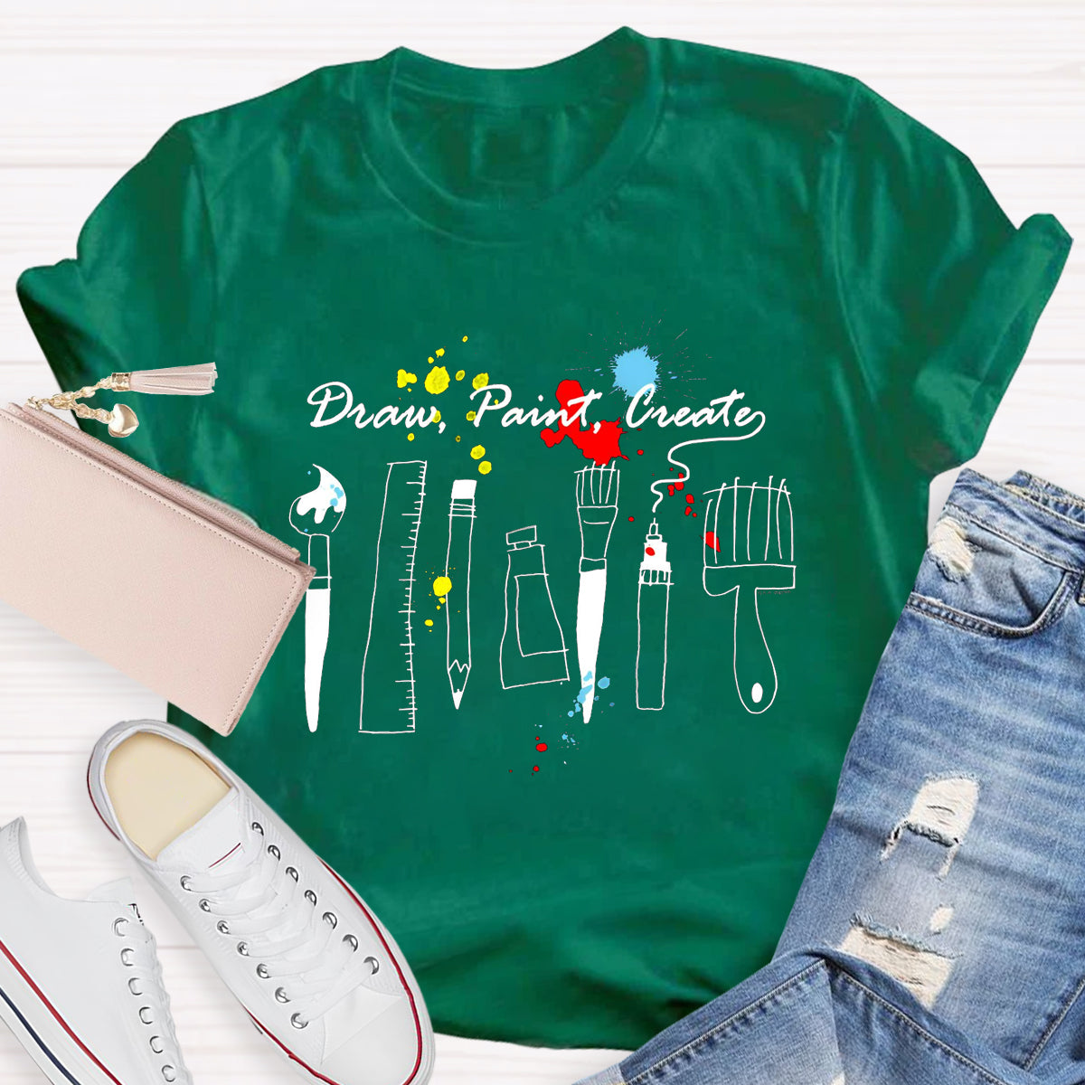 Draw Paint Create Art Teacher T-Shirt