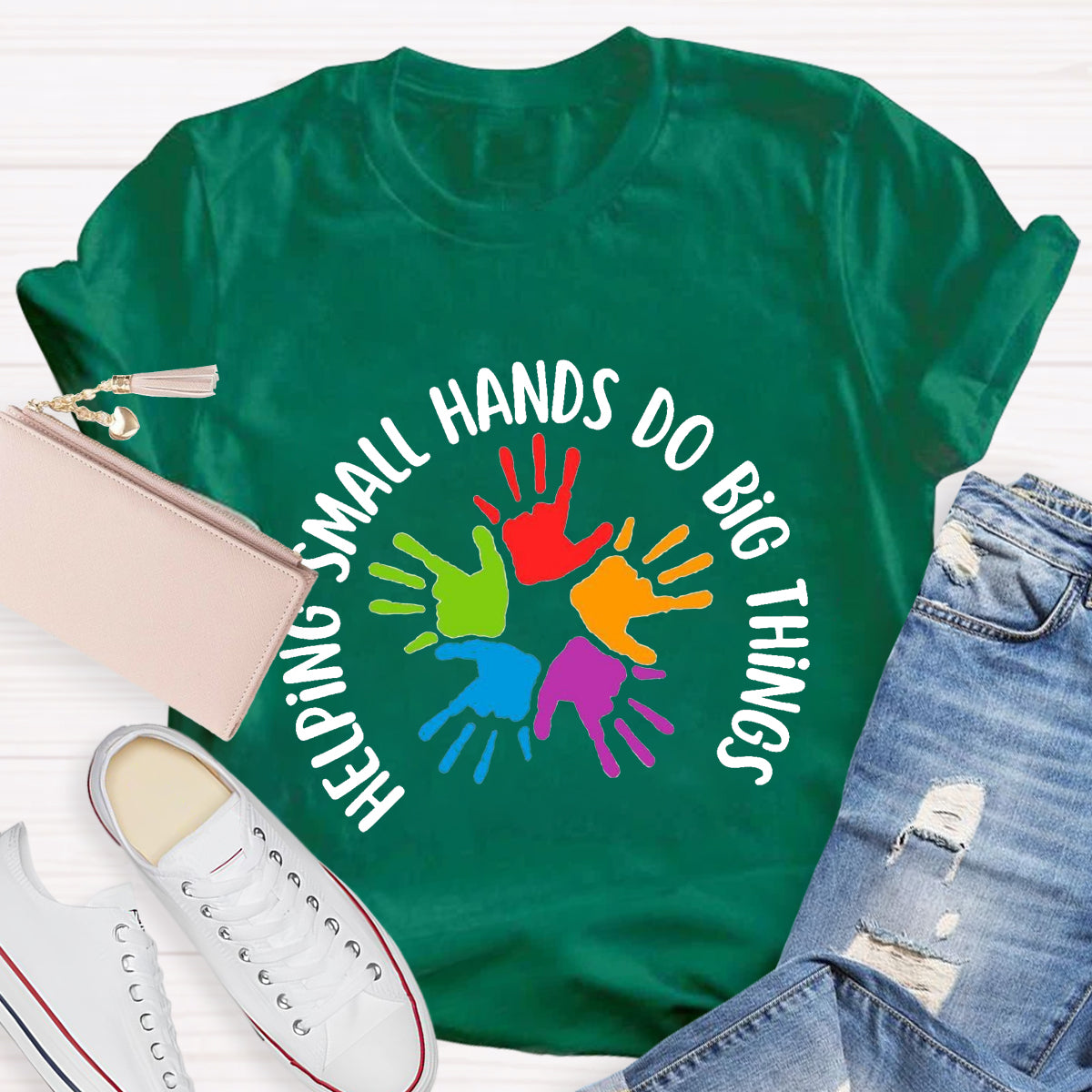 Helping Small Hands Do Big Thing Teacher T-Shirt