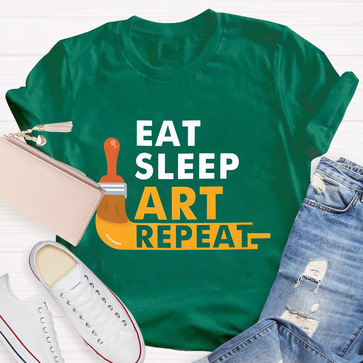 Eat Sleep Art Repeat Teacher T-Shirt