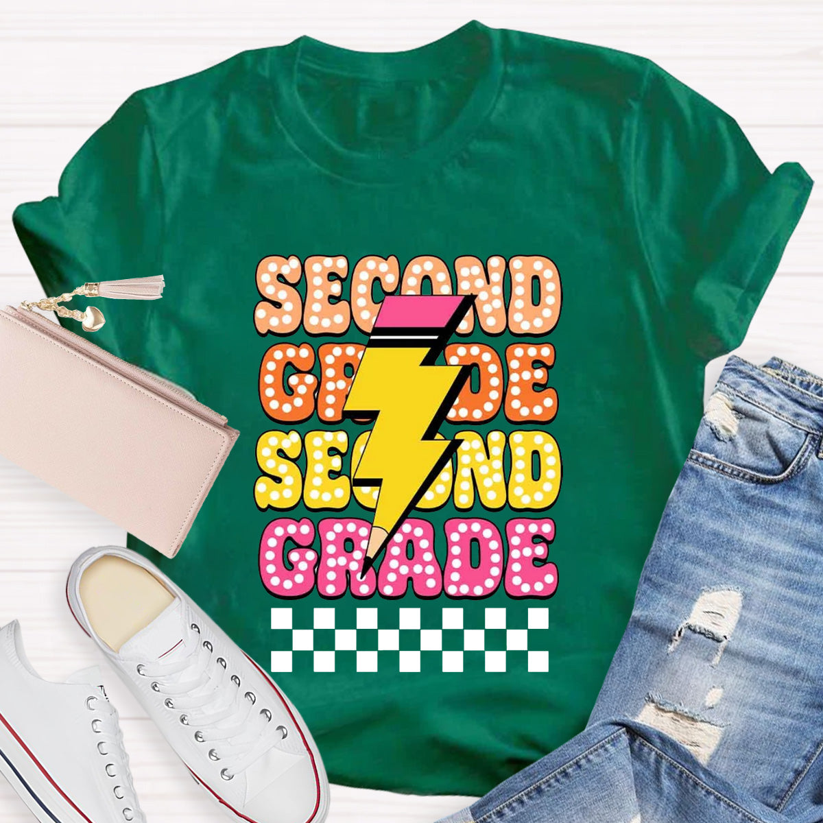 Personalized Grade Pencil Teacher Second Grade T-Shirt