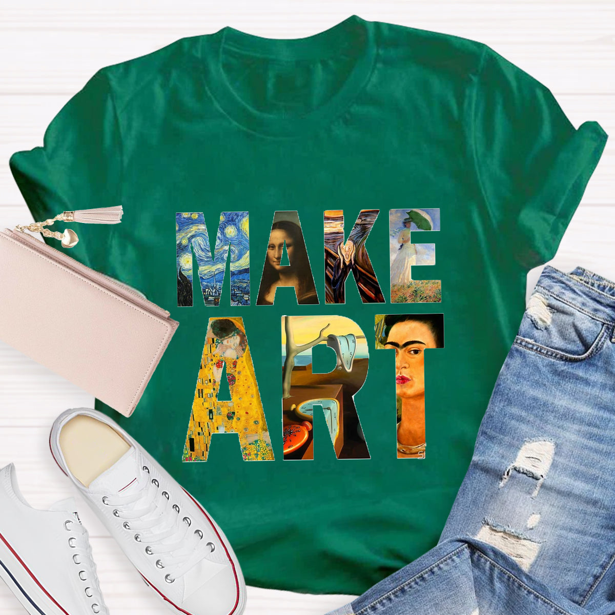 Make Art Printed Teacher T-Shirt