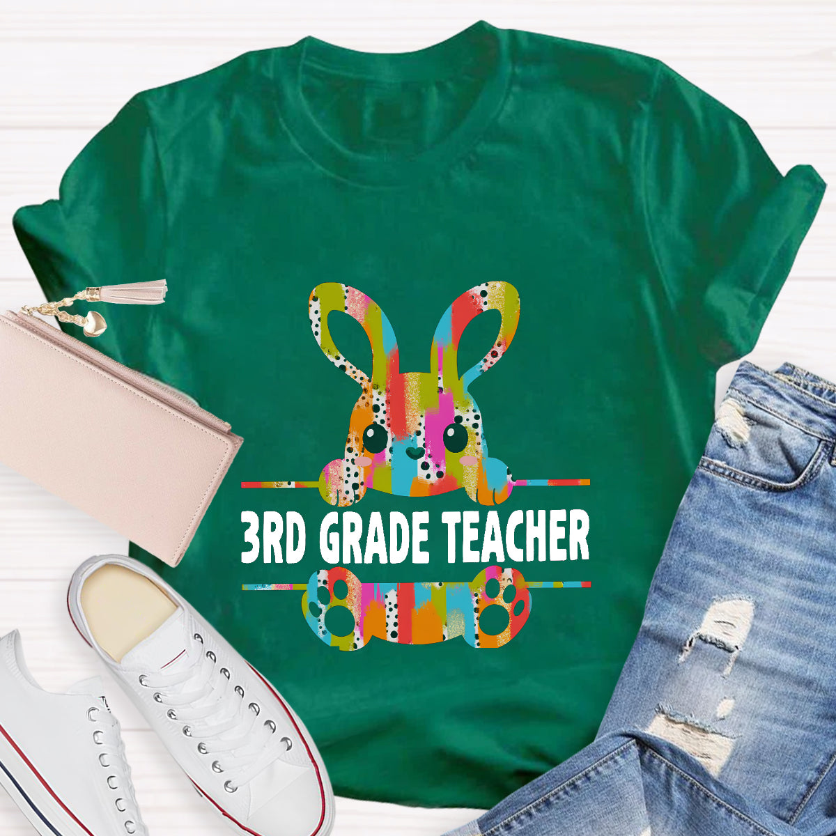Personalized Grade Easter Bunny Teacher T-Shirt