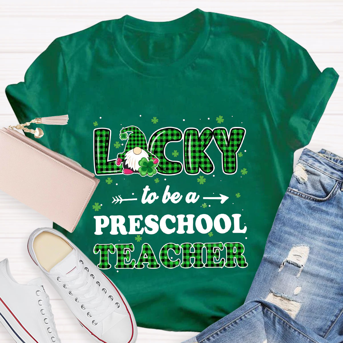 Personalized Grade Lucky To Be A Preschool Teacher T-Shirt