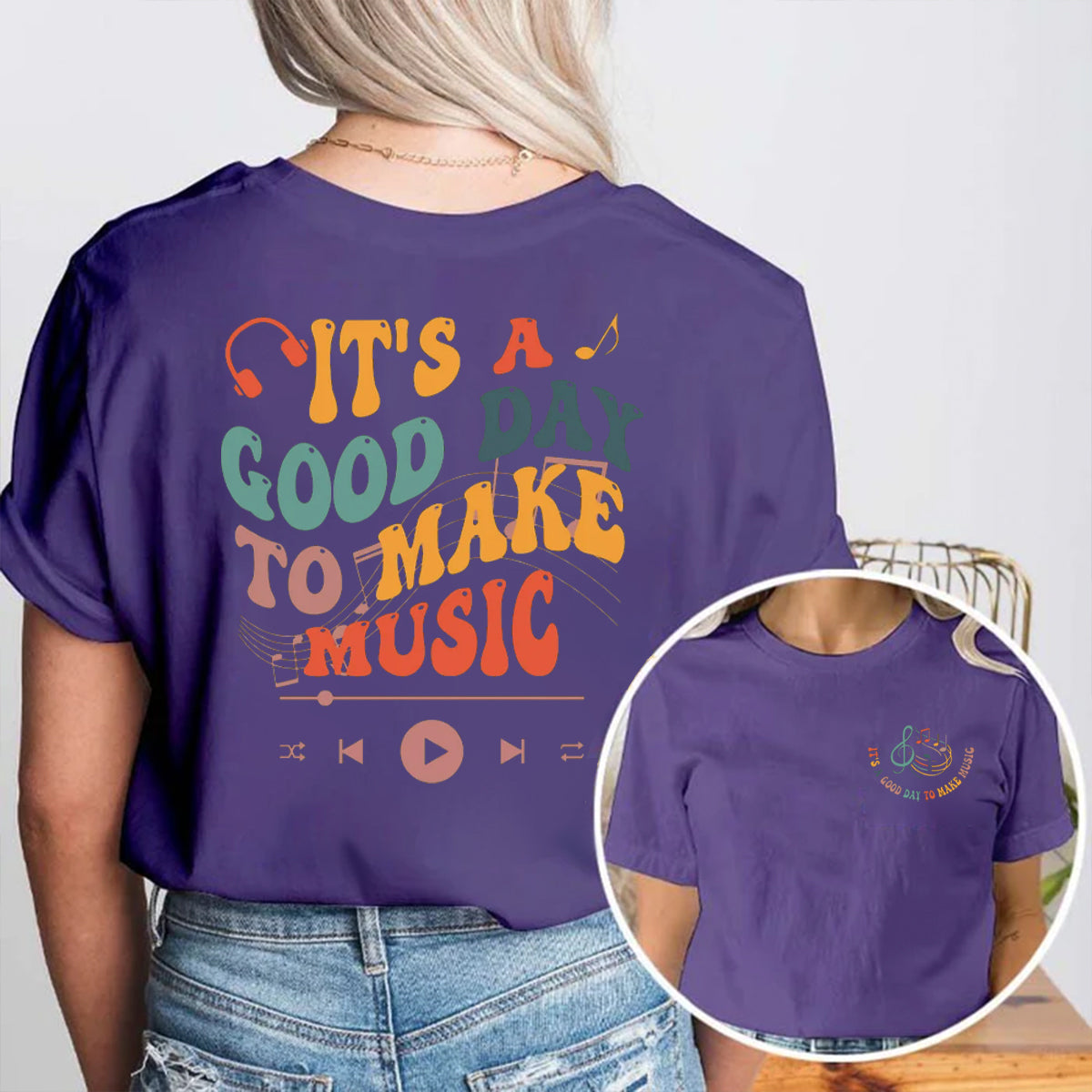 It'S A Good Day To Make Music Double Printed T-shirt