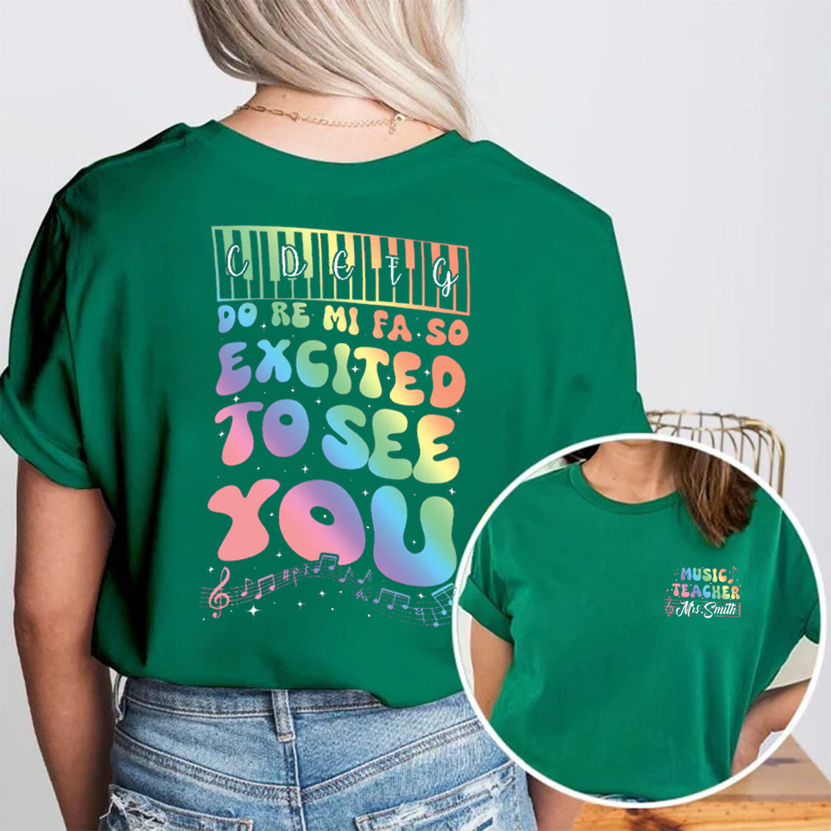 Personalized Name Excited To See You Double Printed T-shirt