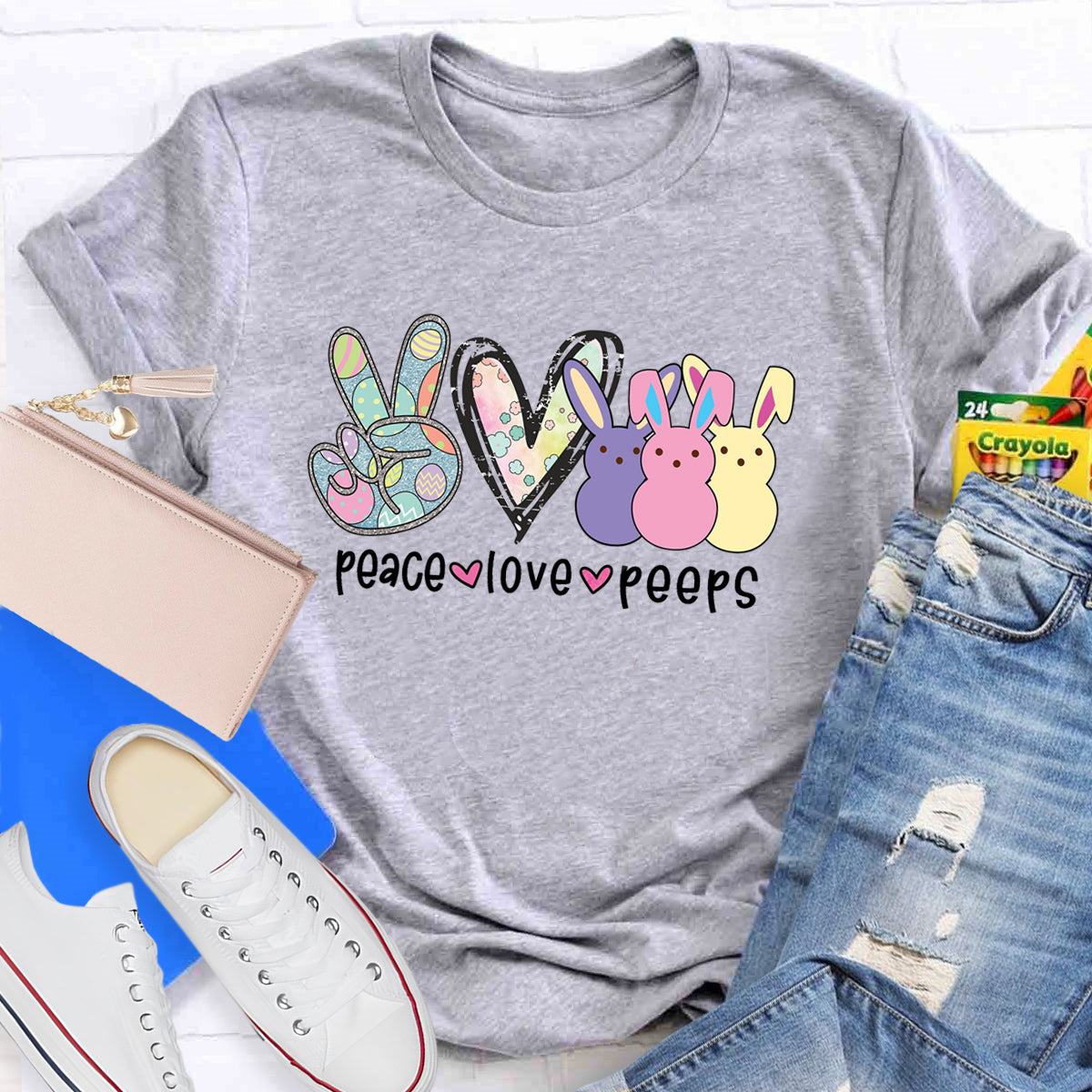 Peace Love Peeps Easter Heart T-Shirt