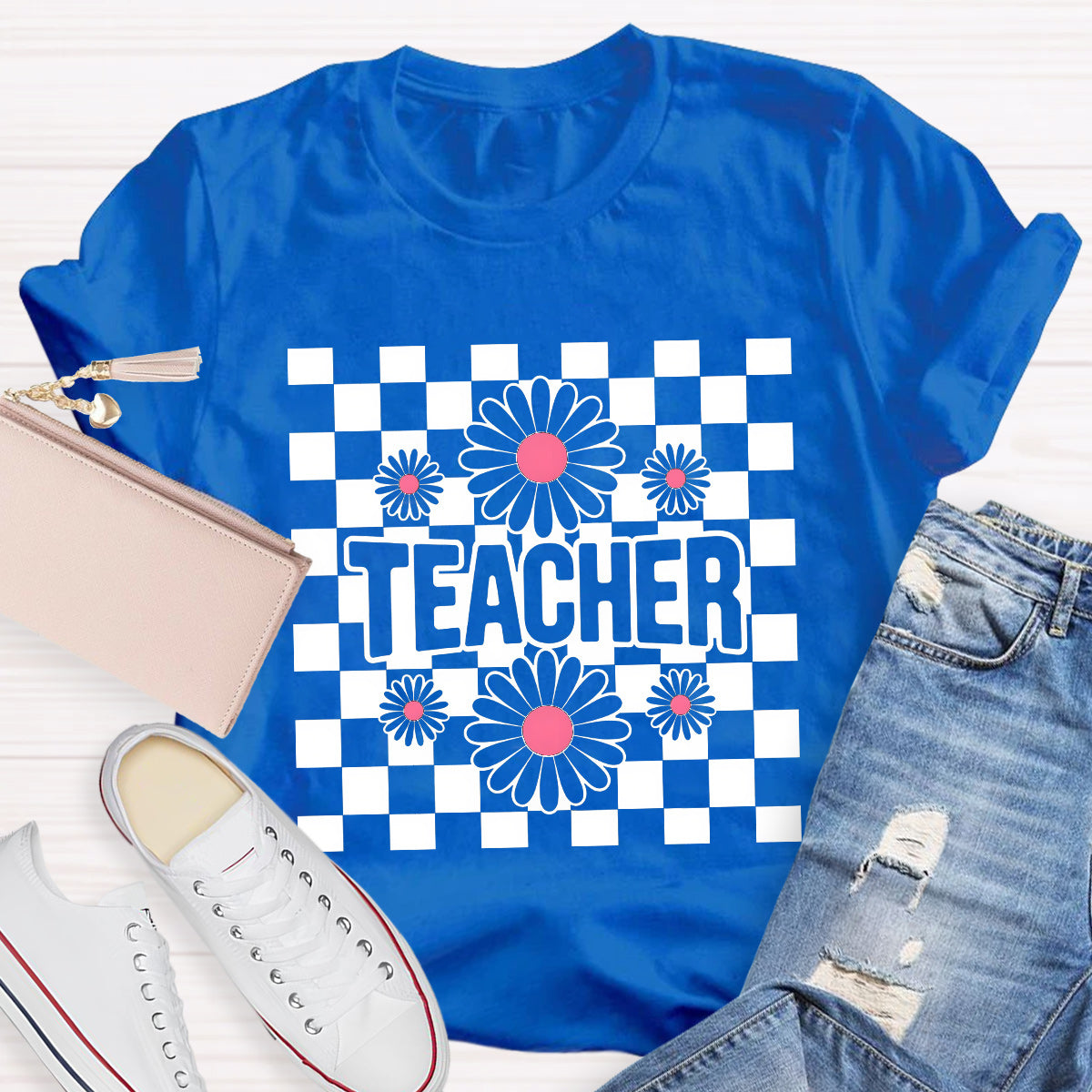 Teacher Black Flowers Teacher T-Shirt