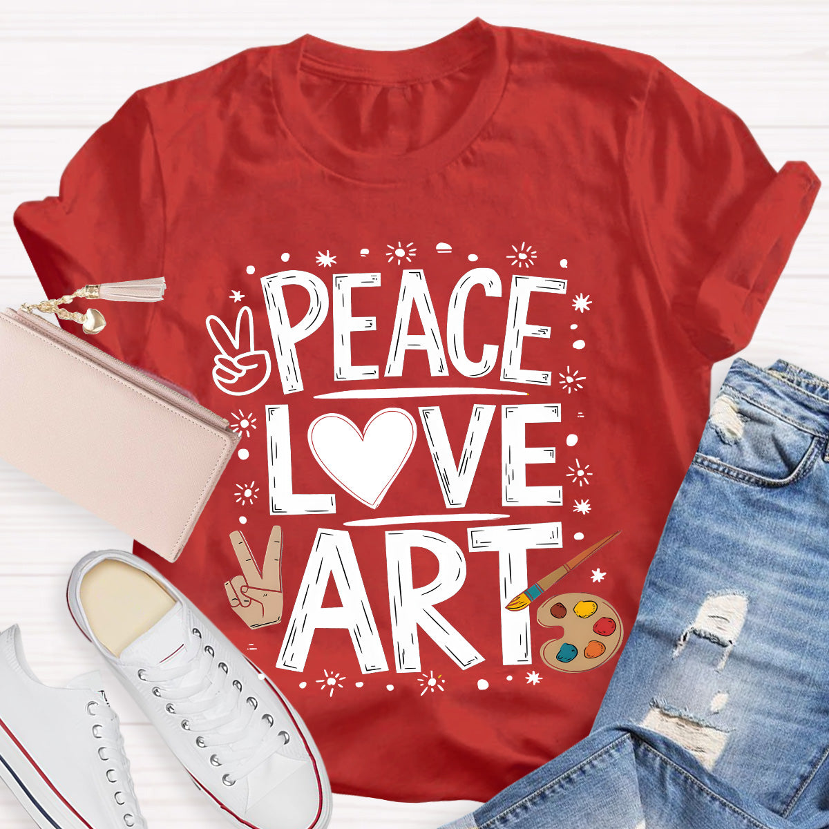 Peace Love Art Teacher T-Shirt