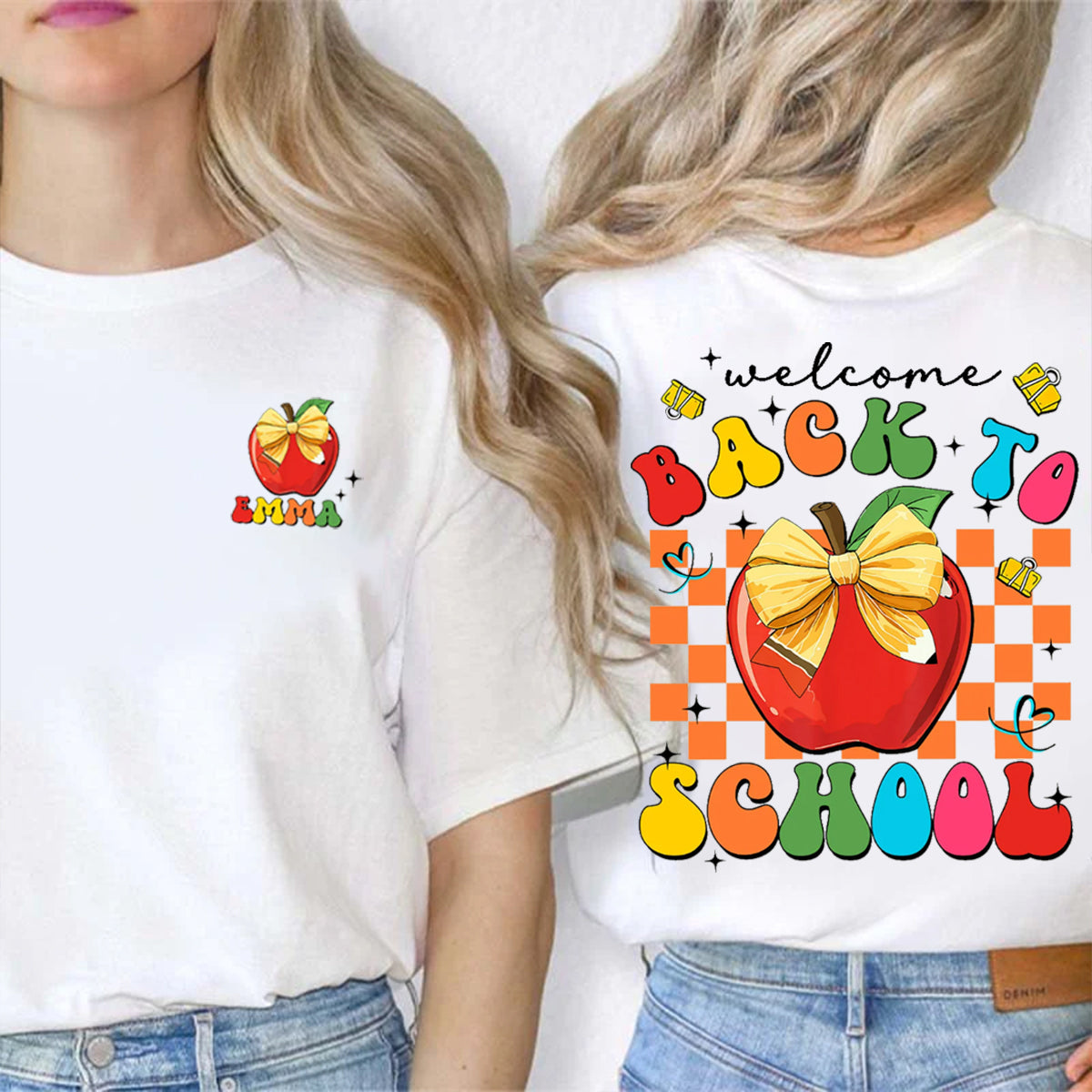 Personalized Name Welcome Back To School Double Printed T-shirt