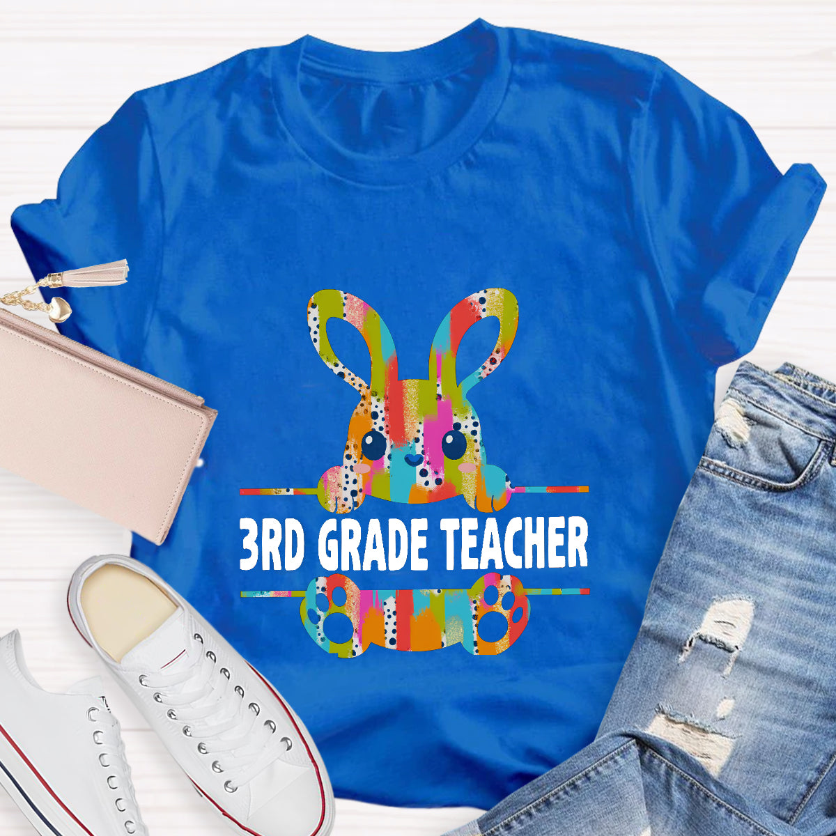 Personalized Grade Easter Bunny Teacher T-Shirt