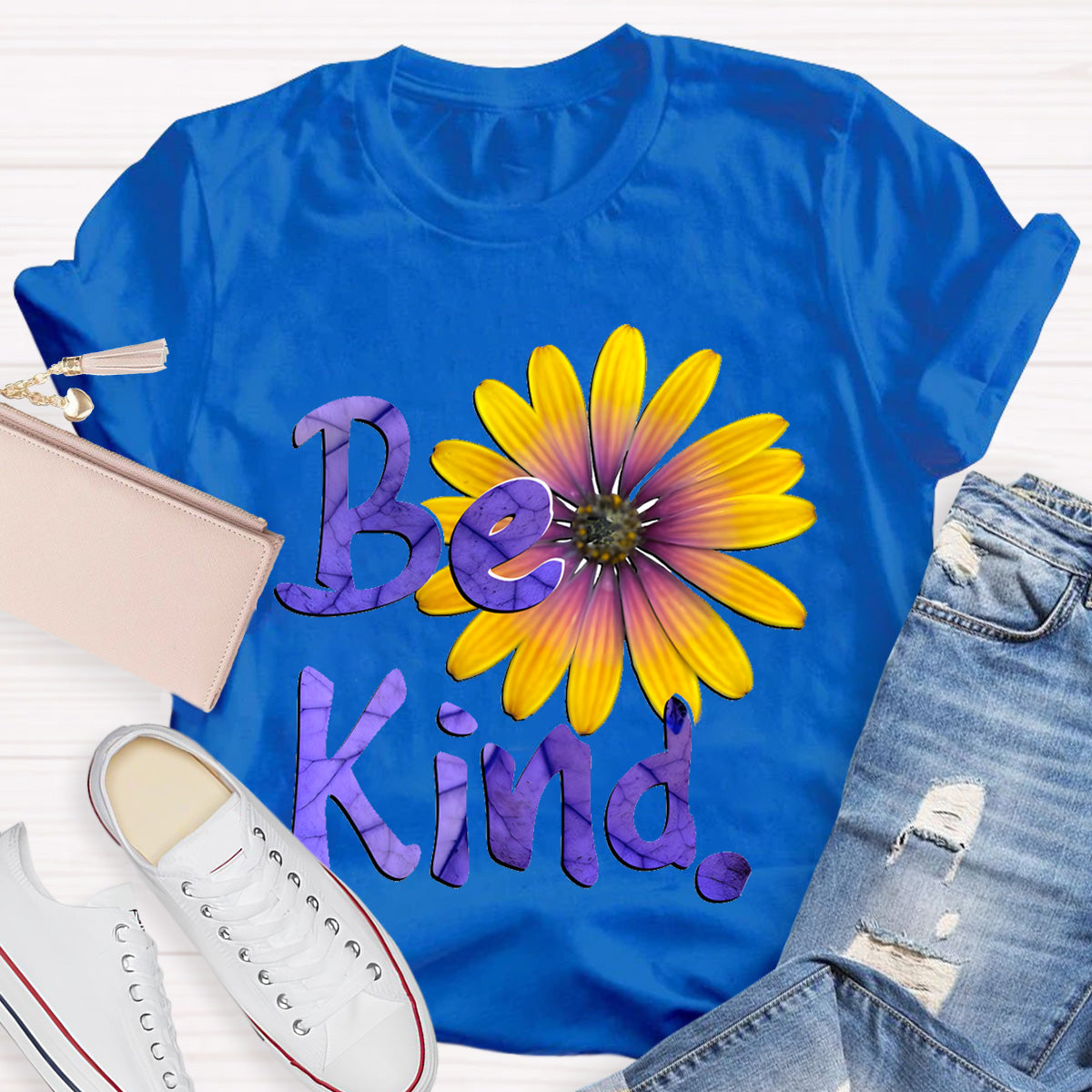 Brighter Sunflower Be Kind Teacher T-Shirt