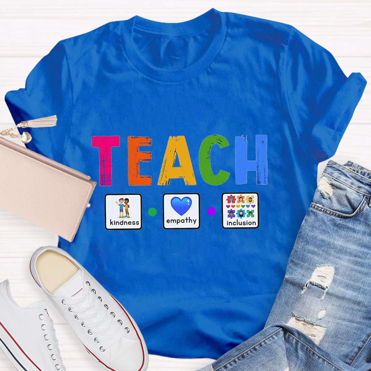 Teach Kindness Empathy Inclusion Teacher T-Shirt
