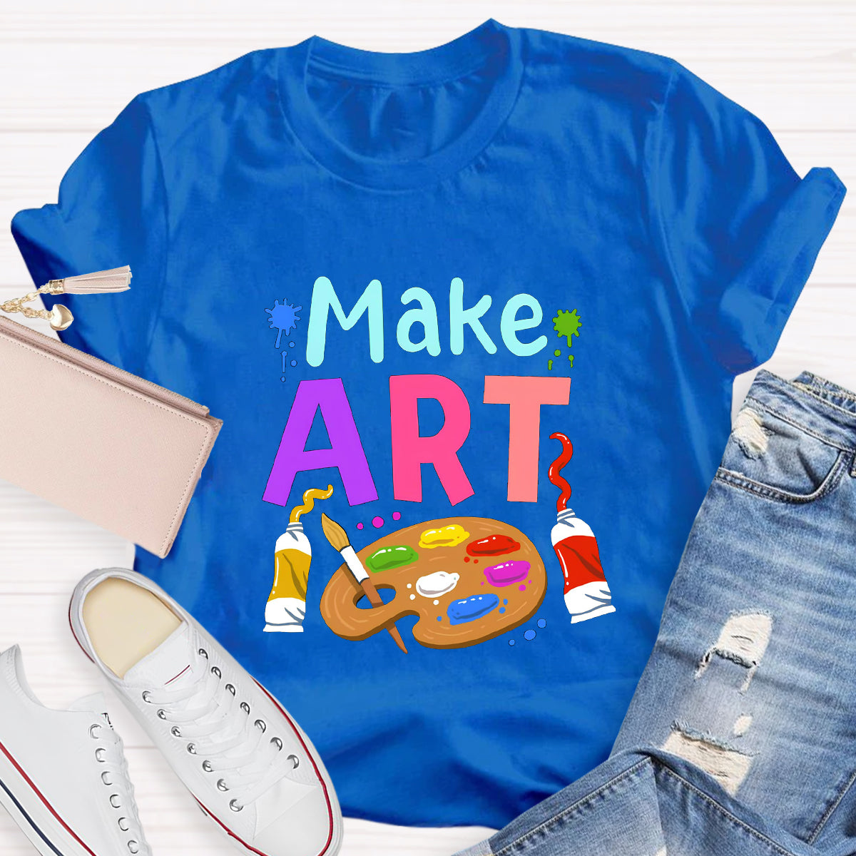 Make Art Color Palette Teacher T-Shirt