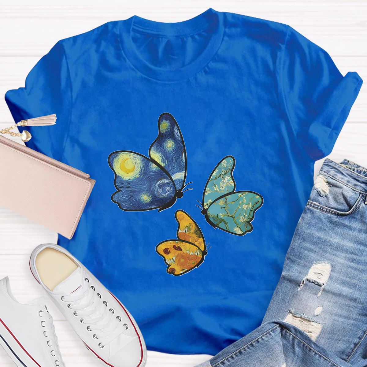 Star Art Butterfly Teacher T-Shirt