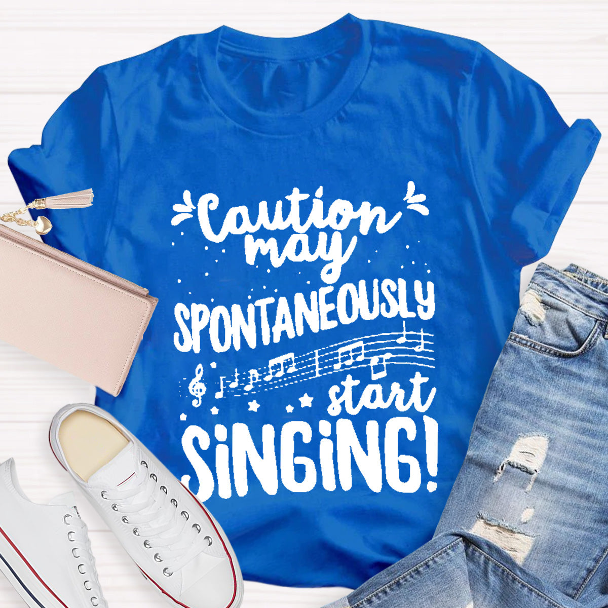 Caution May Spontaneously Start Singing Teacher T-Shirt