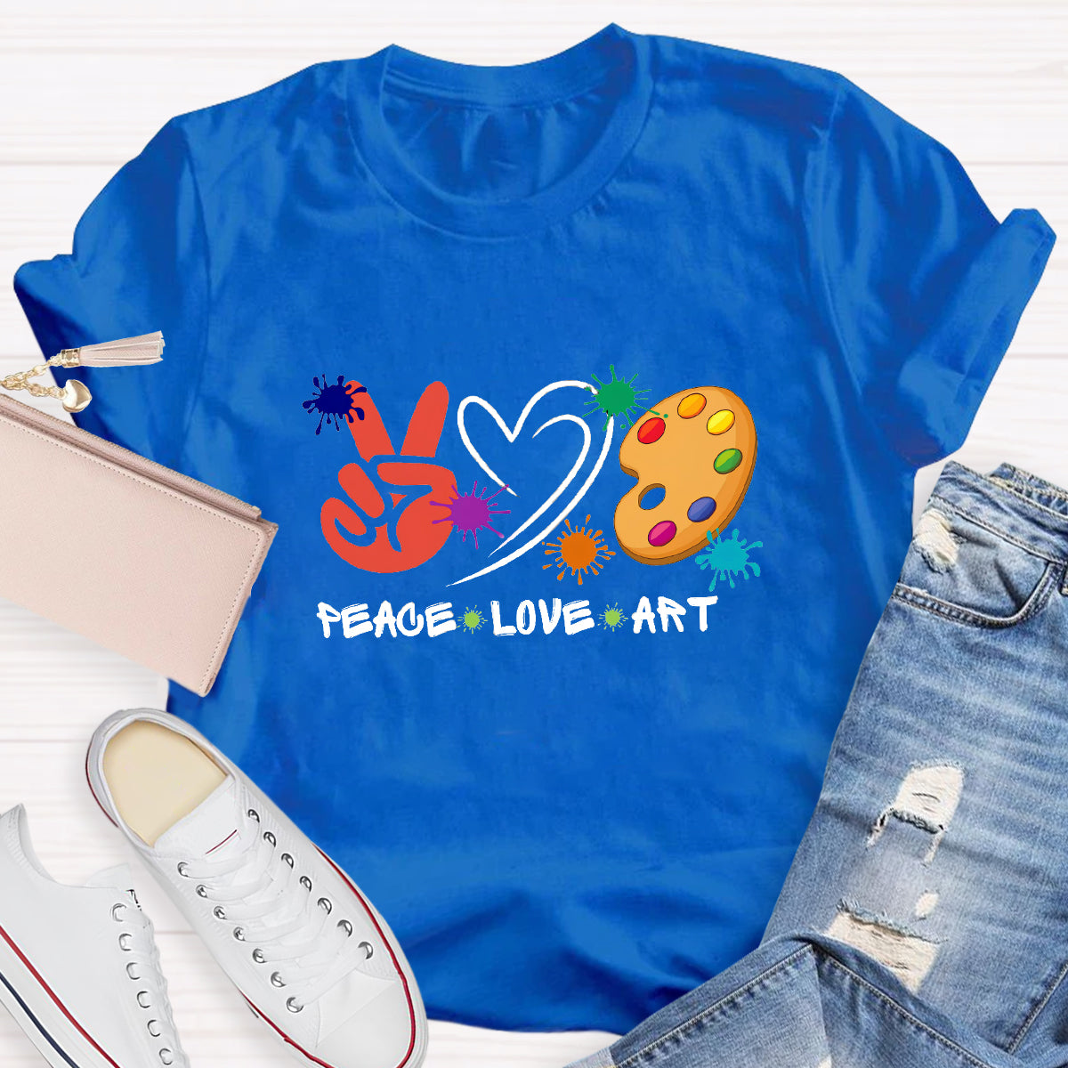 Heart Peace Love Art Teacher T-Shirt