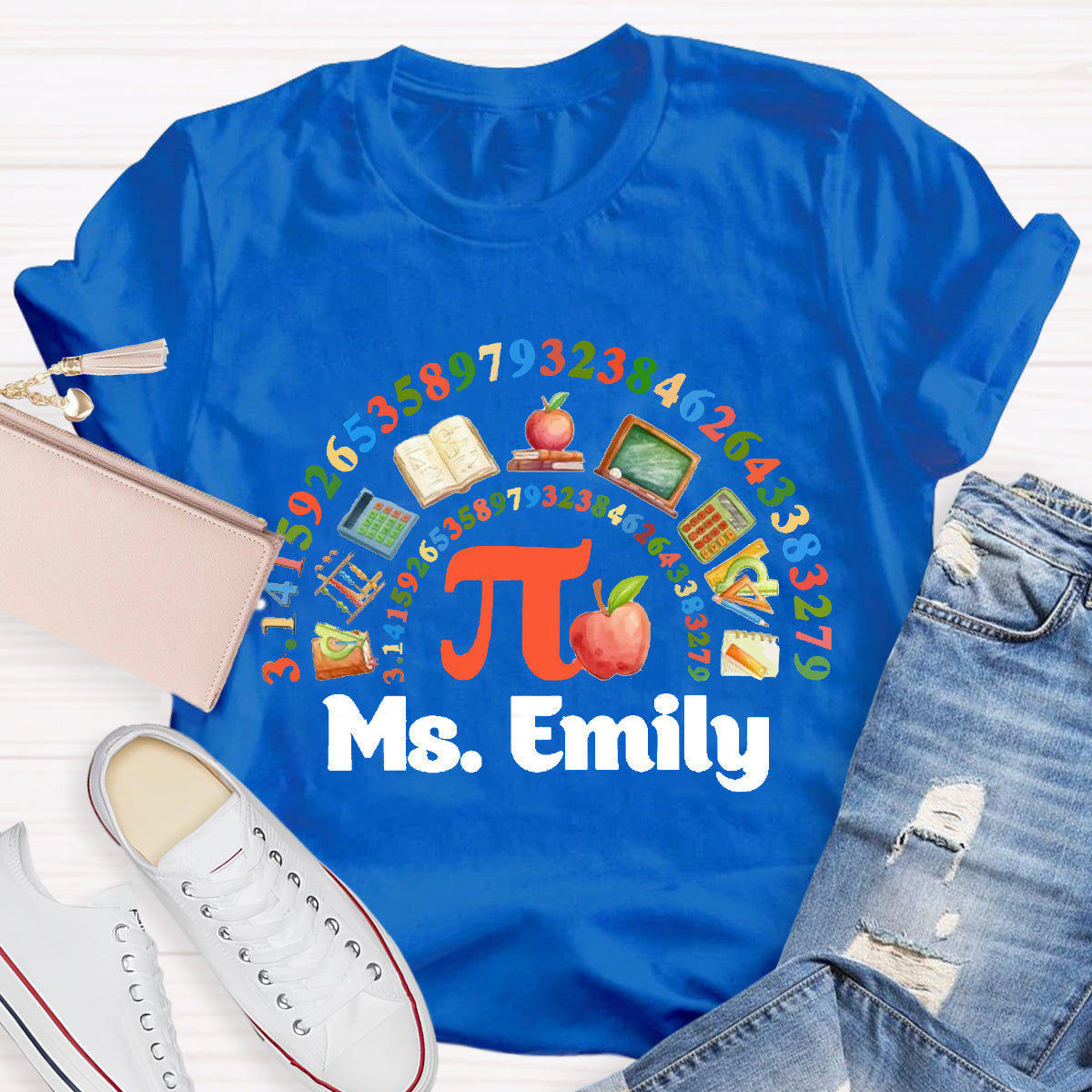 Personalized Math Teacher Name Happy Pi Day T-Shirt