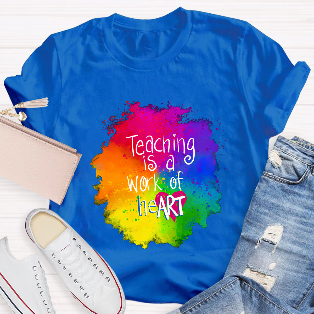 Teaching Is A Work Of Heart Art Teacher T-Shirt