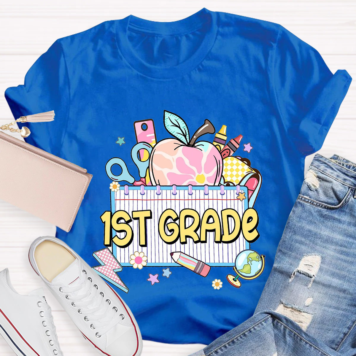 Personalized Grade Teacher Books Apple T-Shirt