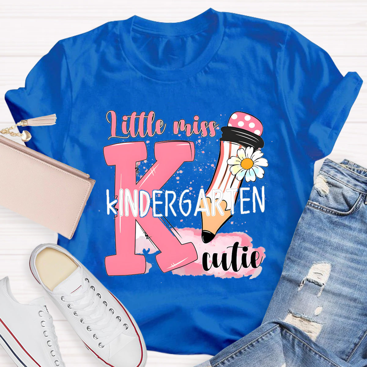 Personalized Grade Little Miss Kindergarten Cutie Teacher T-Shirt