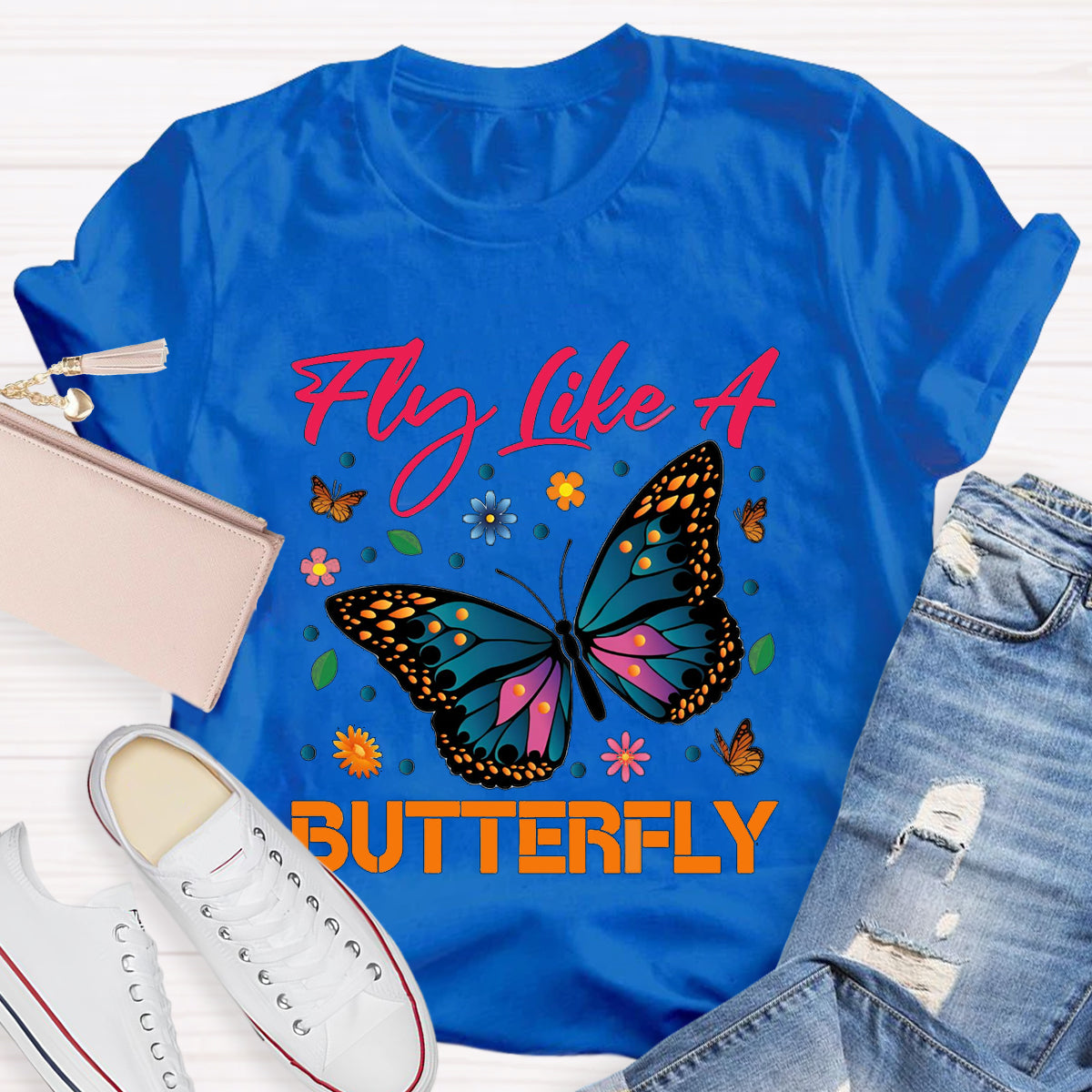 Fly Like A Beautiful Butterfly Teacher T-Shirt