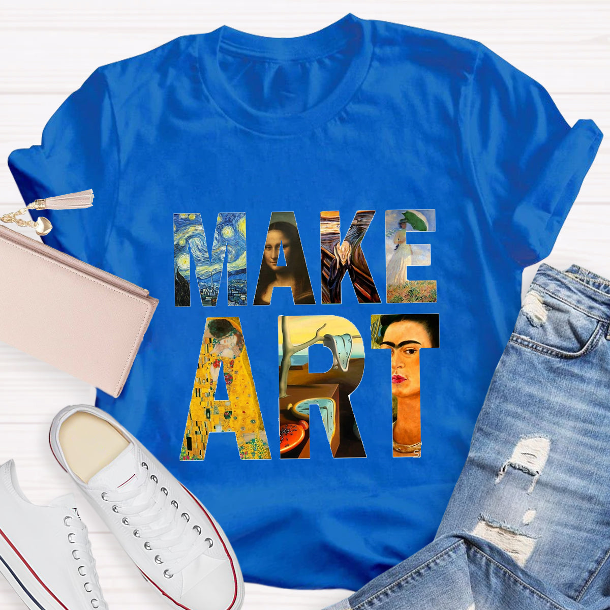 Make Art Printed Teacher T-Shirt