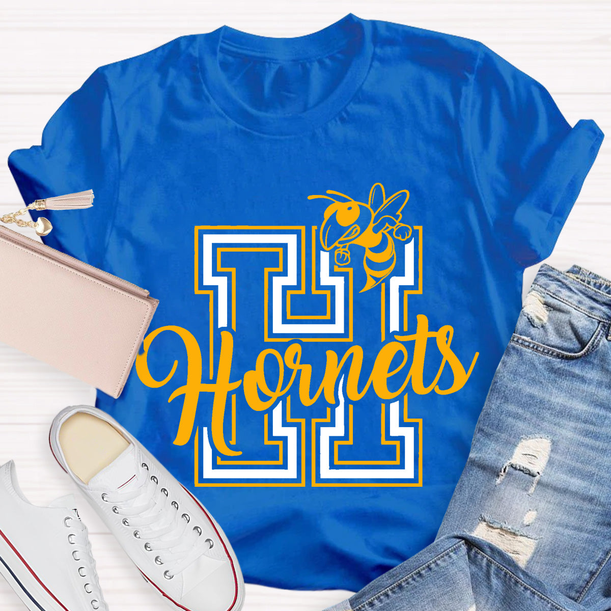 Personalized School Mascot Hornets Teacher T-Shirt