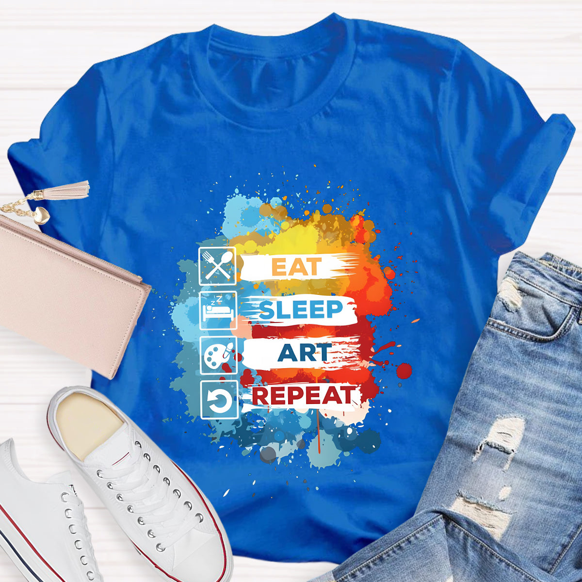 Eat Sleep Art Repeat Teacher T-Shirt