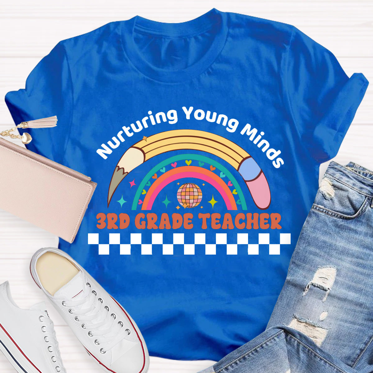 Personalized Grade Nurturing Young Minds Teacher T-Shirt