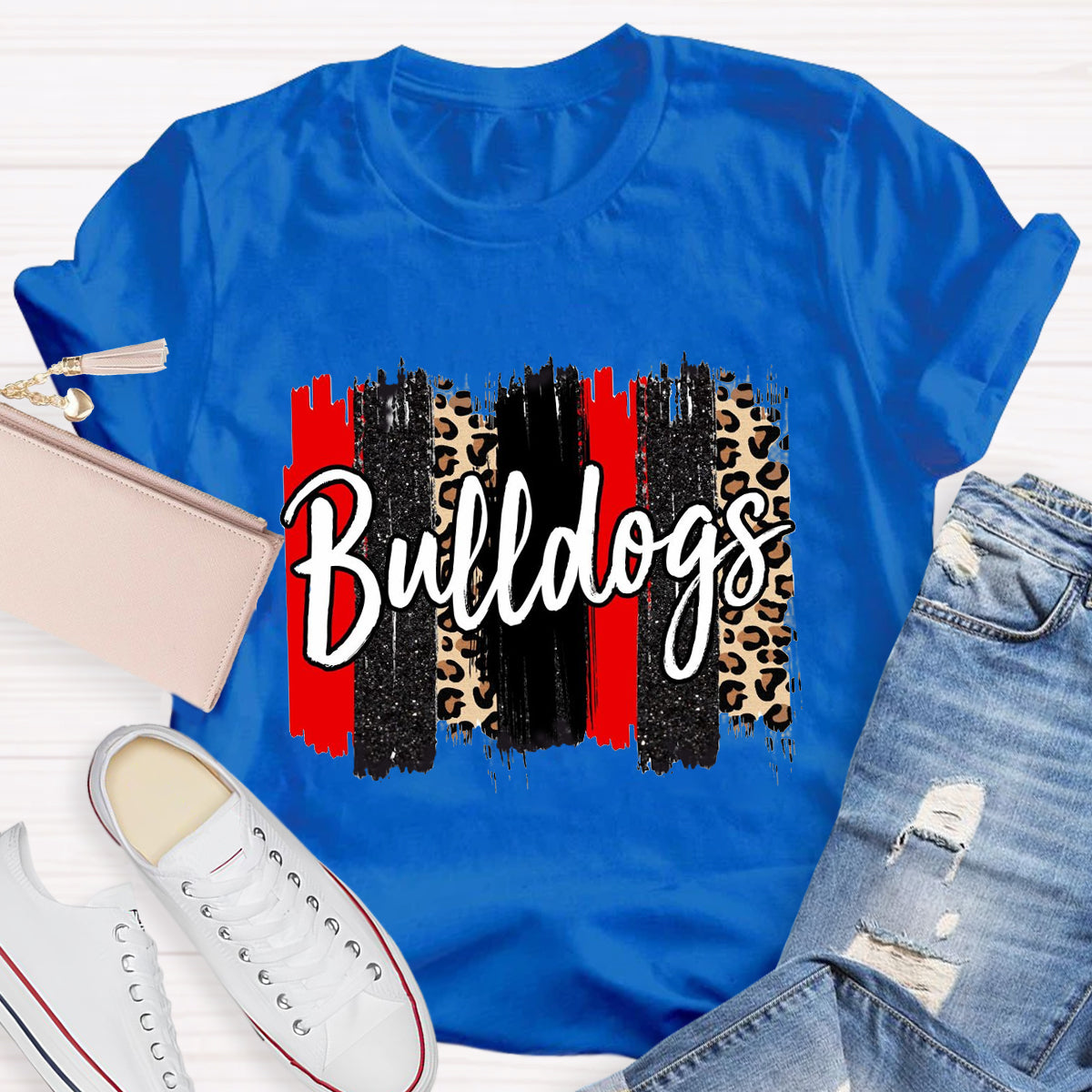 Personalized Team Mascot Red Leopard Teacher T-Shirt