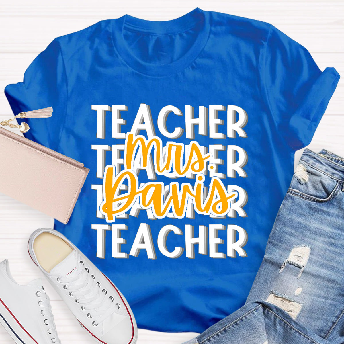 Personalized Name Mrs Davir Teacher T-Shirt